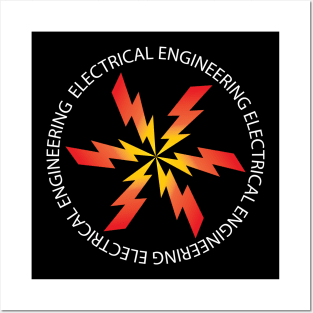 electrical engineering, lightning logo, text stamp Posters and Art